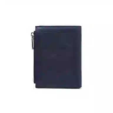 老人头 潮流简约时尚通勤轻便多卡位安全扣实用可抽离短款卡包 头层牛皮 钱包 常规 男款 湛蓝色