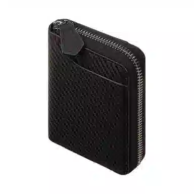 歌若拉 经典草席编制纹 牛剖层移模革  牛皮 零钱包 常规 男女同款情侣款 黑色