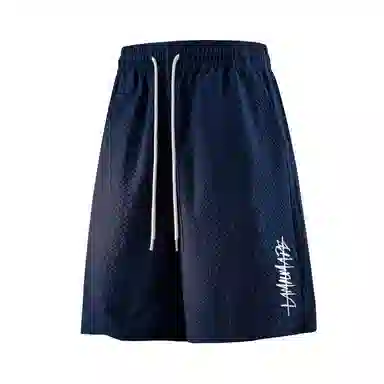 兰缪 美式日系复古百搭日常通勤运动高街风简约基础款设计印花户外山系宽松清爽透气潮流柔软垂感直筒系带休闲短裤 男女同款