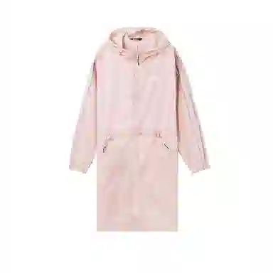 探路者 徒步系列 条纹中长款连帽拉链长袖防晒服 女款 城市粉