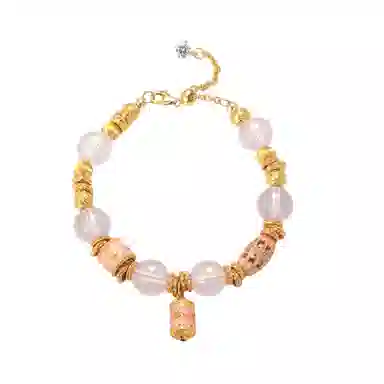 金杰福 珐琅转筒盘缠精致高级天然 粉水晶 手链 女款