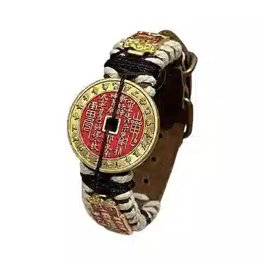 既白南兮 道心永恒 山鬼花钱福牌太岁本命年好运道系青年国风新中式文创 合金 手环 男女同款情侣款