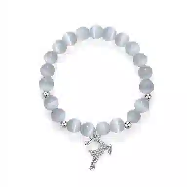 七可 一鹿有你新中式轻奢气质时尚百搭小众设计温柔小清新简约 玻璃猫眼 手串 女款