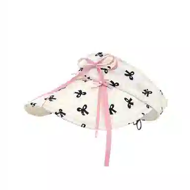 艾佳微 小清新蝴蝶结空顶帽夏季防紫外线遮阳帽显脸小简洁方便 棉 防晒帽 男女同款情侣款
