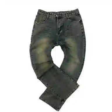 布客行 美式复古高街废土风微喇直筒通勤垂感长裤牛仔裤 男女同款