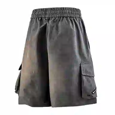 兰缪 美式日系户外日常柔软复古透气舒适运动高街简约基础款设计百搭印花通勤山系宽松清爽潮流垂感直筒系带休闲短裤 男女同款