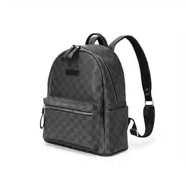 老人头 时尚潮流复古简约百搭轻便 合成革 双肩包 男女同款情侣款 黑色