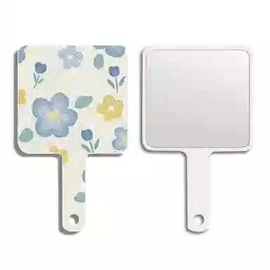 馨枕居 玫瑰花手柄镜可爱镜子随身携带化妆镜手拿镜用宿舍家用桌面镜