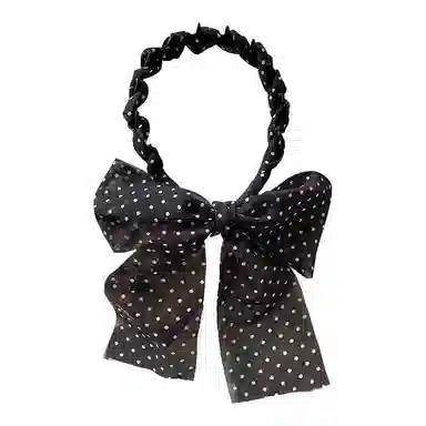 蒙妮 时尚雪纺波点飘带 布艺 发箍 女款