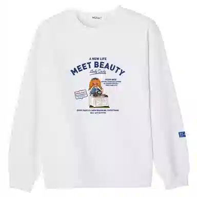 米子旗 圆领套头宽松休闲长袖卫衣 女款