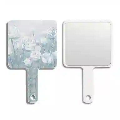 馨枕居 玫瑰花手柄镜可爱镜子随身携带化妆镜手拿镜用宿舍家用桌面镜