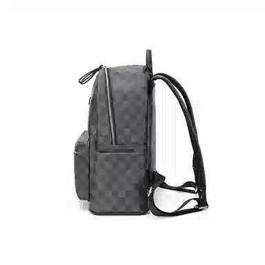 老人头 时尚潮流复古简约百搭轻便 合成革 双肩包 男女同款情侣款 黑色