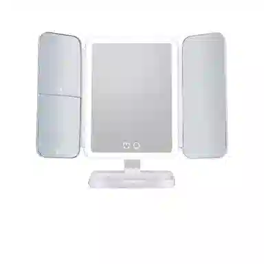 馨枕居 化妆镜家用台式桌面镜子带灯高级感梳妆台可折叠