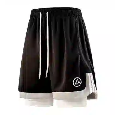 兰缪 美式日系户外日常柔软基础款复古舒适透气运动高街简约印花设计百搭通勤山系宽松清爽潮流垂感直筒纯色系带休闲短裤 男女同款