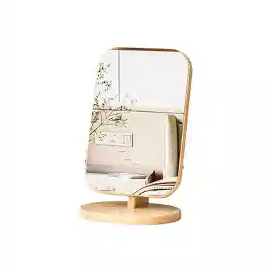 馨枕居 木质元素镜子简约台式化妆镜可旋转家用宿舍随身桌面梳妆镜子