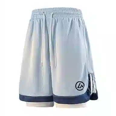 兰缪 美式日系户外日常柔软基础款复古舒适透气运动高街简约印花设计百搭通勤山系宽松清爽潮流垂感直筒纯色系带休闲短裤 男女同款