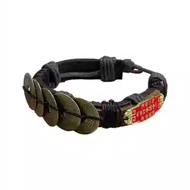 既白南兮 福聚乾坤五帝钱太岁本命年好运道系青年国风新中式文创 合金 手环 男女同款情侣款