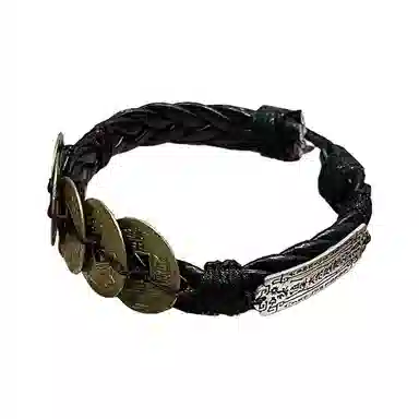 既白南兮 五帝集运十年之约铁三角五帝钱太岁本命年好运道系国风新中式文创 合金 手环 男女同款情侣款