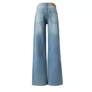 拾籍 宽松适中低腰直筒牛仔裤 女款