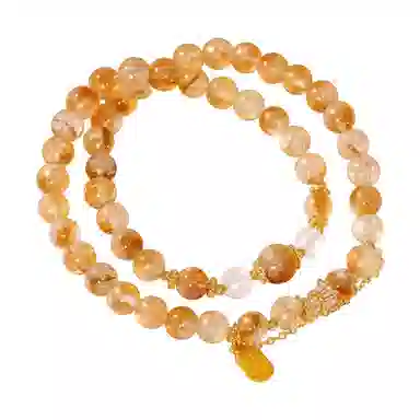 蔻斯琦 【吸金纳福 平安喜乐】新中式福牌多宝 国风富贵如意招财转运文玩增强运势 好运 黄水晶 手串 男女同款情侣款