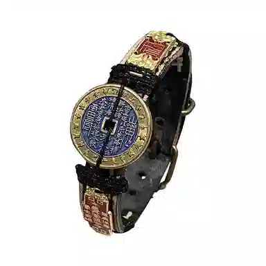 既白南兮 生发财聚山鬼花钱福牌太岁本命年好运道系青年国风新中式文创 合金 手环 男女同款情侣款