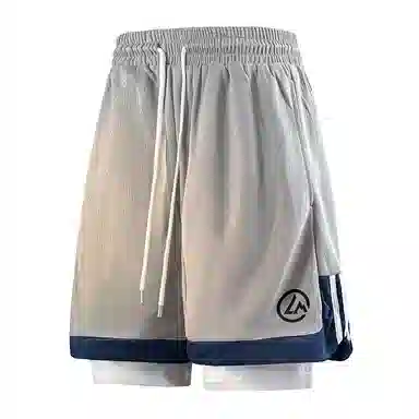 兰缪 美式日系户外日常柔软基础款复古舒适透气运动高街简约印花设计百搭通勤山系宽松清爽潮流垂感直筒纯色系带休闲短裤 男女同款