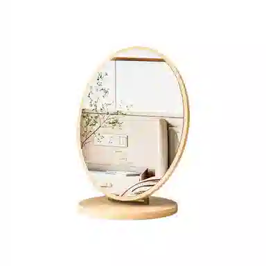 馨枕居 木质元素镜子简约台式化妆镜可旋转家用宿舍随身桌面梳妆镜子