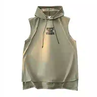 兰缪 美式复古山系户外日常纯色运动高街风通勤宽松休闲潮流亲肤透气连帽舒适无袖背心 男女同款