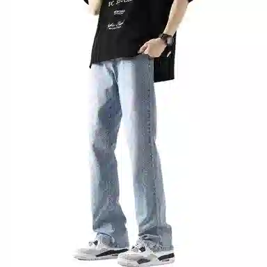 布客行 美式复古高街废土风微喇直筒通勤垂感长裤牛仔裤 男女同款