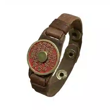 既白南兮 朱钱镇祥山鬼花钱铁三角十年之约本命年好运道系青年国风新中式文创 合金 手环 男女同款情侣款