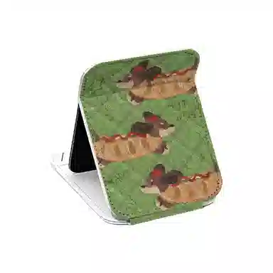 馨枕居 卡通狗镜子妆镜双面翻盖台式可立