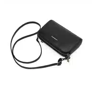 老人头 简约大气纯色优雅气质通勤百搭 头层牛皮 斜挎包 女款 黑色/红色