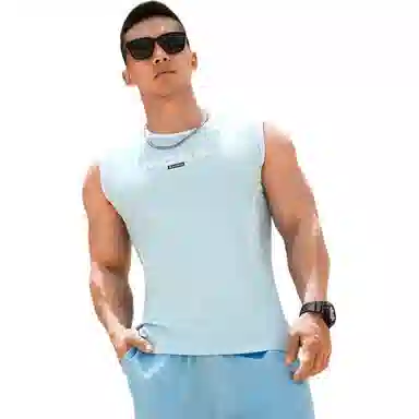 墨立方 拼色字母时尚透气休闲百搭合身无袖背心 男款