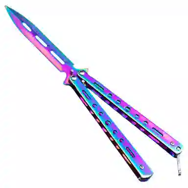 悦米乐 蝴蝶刀折刀不开刃双尖刀 成品模型