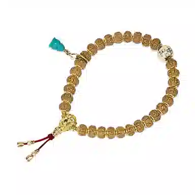 钰澜文玩 界守战甲系列-「金盾·老树王金刚」五瓣合金贴片手持文玩佛珠转运珠 金刚菩提 手串 男女同款情侣款