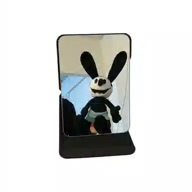 馨枕居 简约折叠小镜子女黑色台式桌面化妆镜便携学生宿舍可立梳妆镜