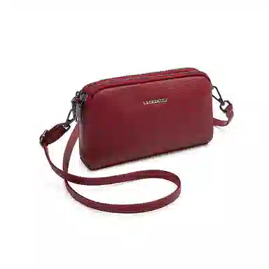 老人头 简约大气纯色优雅气质通勤百搭 头层牛皮 斜挎包 女款 黑色/红色