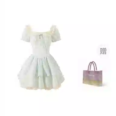 桴生 法式甜美风温柔碎花收腰蓬蓬公主蛋糕裙 高品质版型万针刺绣短袖连衣裙 女款