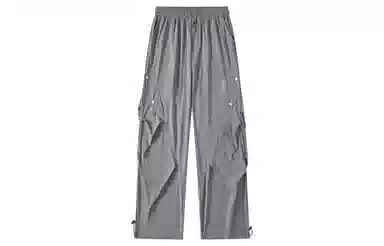 王者荣耀 美式薄款户外工装伞兵裤冰丝褶皱垂感宽松大码机能防皱风凉感速干透气旅行爬山超轻防泼水加肥加大休闲裤 男女同款