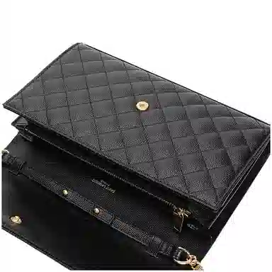 Saint Laurent YSL Monogram Quilted Leather Wallet Crossbody Bag Black