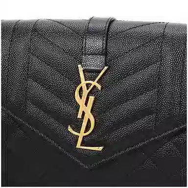 Saint Laurent YSL Monogram Quilted Leather Wallet Crossbody Bag Black
