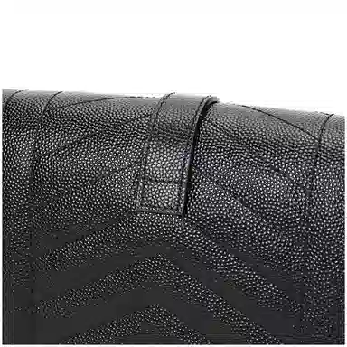 Saint Laurent YSL Monogram Quilted Leather Wallet Crossbody Bag Black