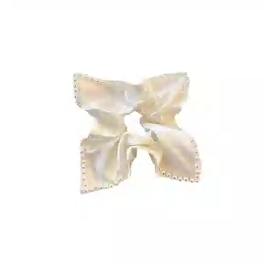 水中玉 白色缎面仿珍珠方巾大肠发圈高级感扎头发橡皮筋发绳头饰 布艺 头绳 女款