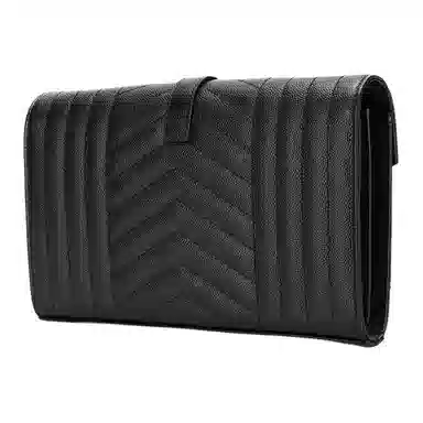 Saint Laurent YSL Monogram Quilted Leather Wallet Crossbody Bag Black