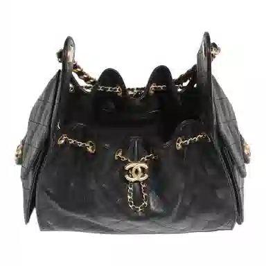 CHANEL 25P Classic Logo Shoulder Bag Small Black