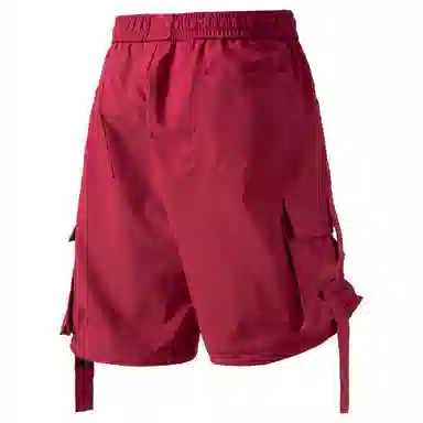 大卫贝肯 美式复古高街百搭绣花刺绣字母休闲潮流宽松腰部可调节抽绳两侧大口袋飘带设计个性五分工装短裤 男女同款