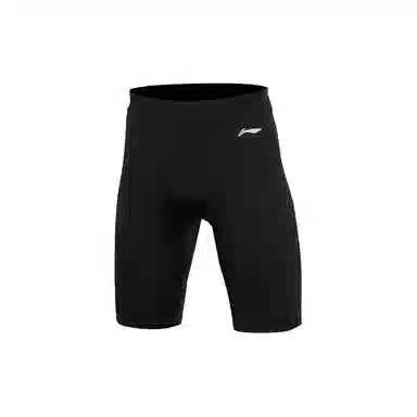 中国李宁 跑步系列 休闲简约纯色紧身速干舒适运动短裤 男款 黑色