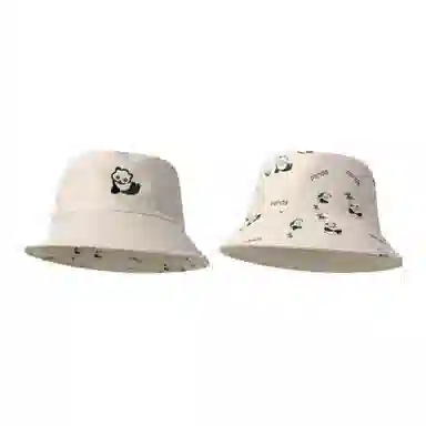 艾佳微 双面可带韩版可爱卡通熊猫夏季户外防晒遮阳太阳 棉 渔夫帽 男女同款情侣款