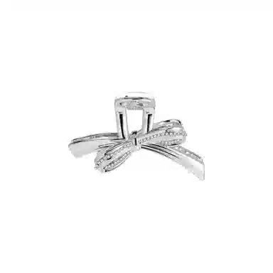 芒果饰品 韩系冷淡风银色水钻蝴蝶结 亚克力 发夹 女款