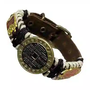 既白南兮 玄炁凝幽山鬼花钱福牌太岁好运道系青年国风新中式文创 铜 手环 男女同款情侣款